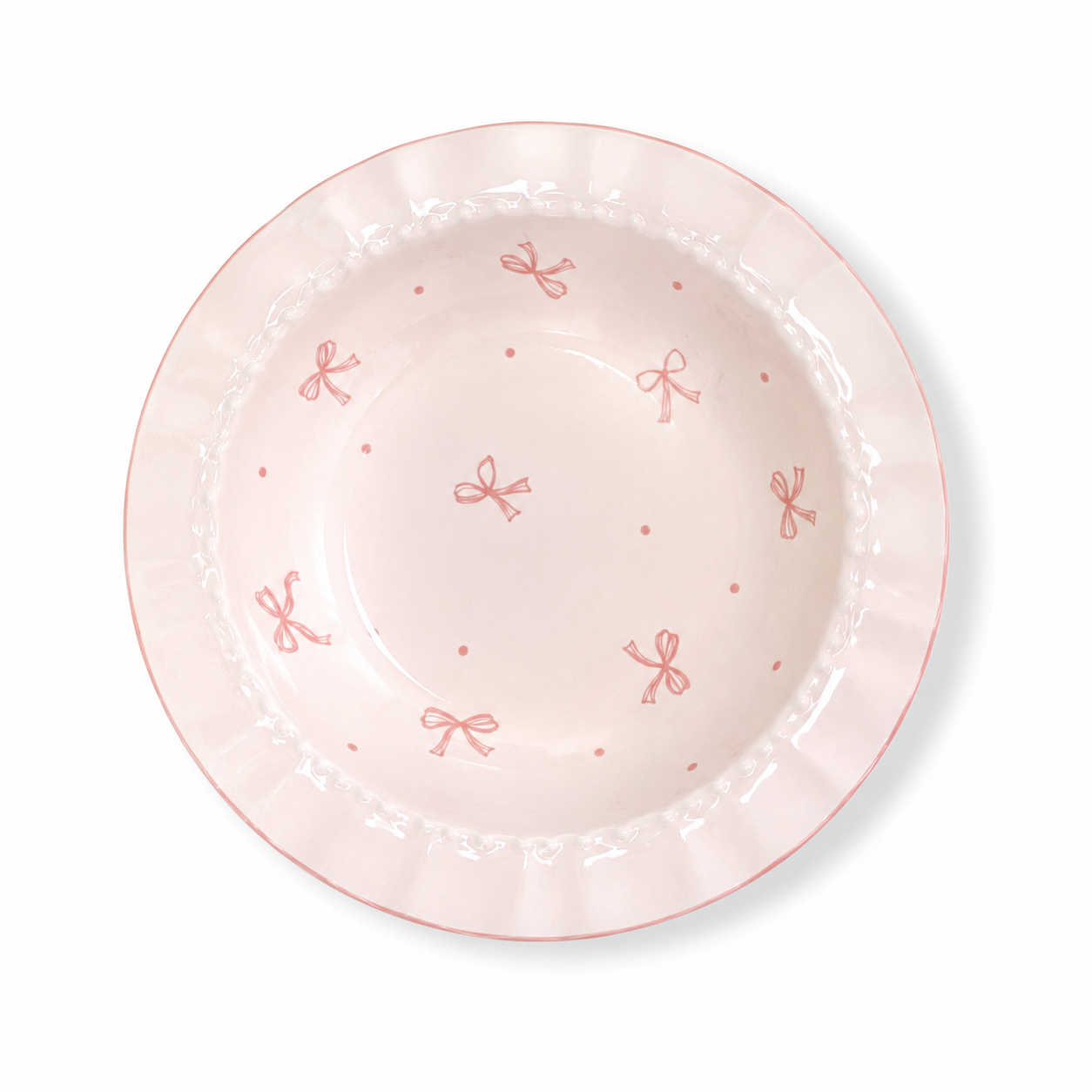 Minimalist Beaded Rim Ceramic Bow Platter