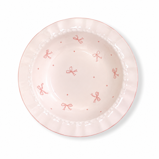 Minimalist Beaded Rim Ceramic Bow Platter