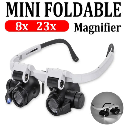 🎁👓LED headband magnifying glass – Hands-Free Magnifying Glass for Crafts, Jewelry Repair, Reading & Close Work