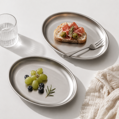 Oval Tray – Modern Curled Edge Serving Plate