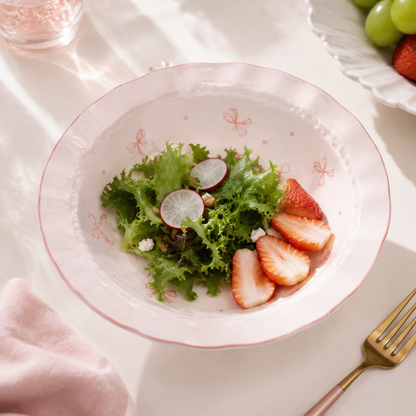 Minimalist Beaded Rim Ceramic Bow Platter