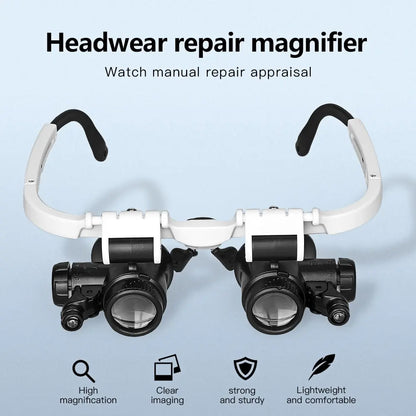 🎁👓LED headband magnifying glass – Hands-Free Magnifying Glass for Crafts, Jewelry Repair, Reading & Close Work