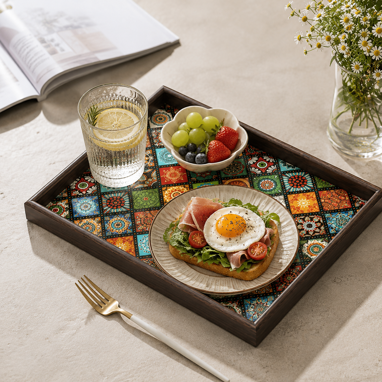 Premium Vintage Geometric Textured Display & Storage Tray