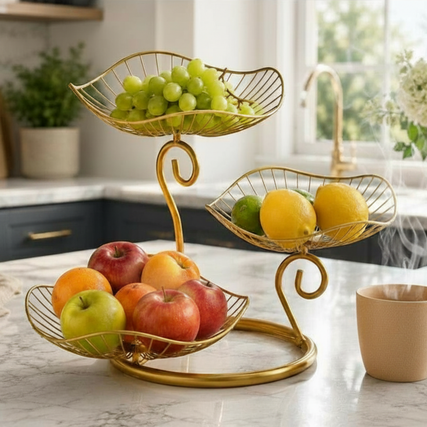 Minimalist 3-Tier Sculptural Lotus Leaf Display & Serving Stand