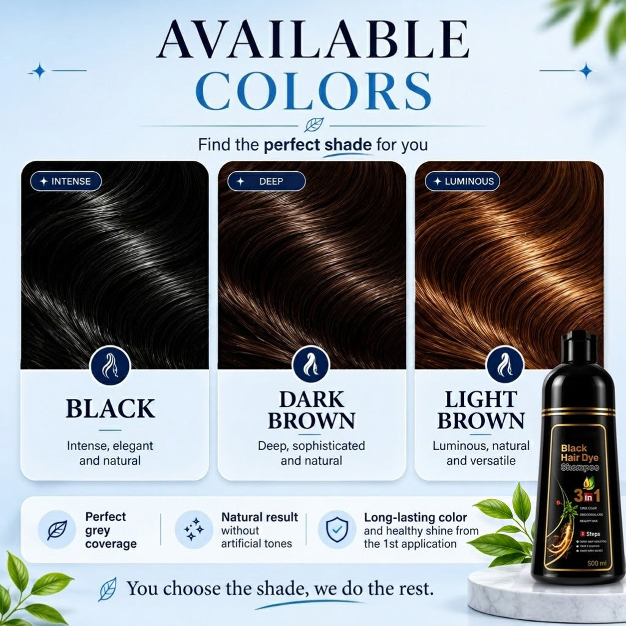 3-in-1 Hair Color Shampoo Color. Cleanse. Condition- All in One