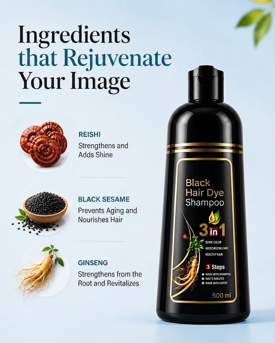 3-in-1 Hair Color Shampoo Color. Cleanse. Condition- All in One