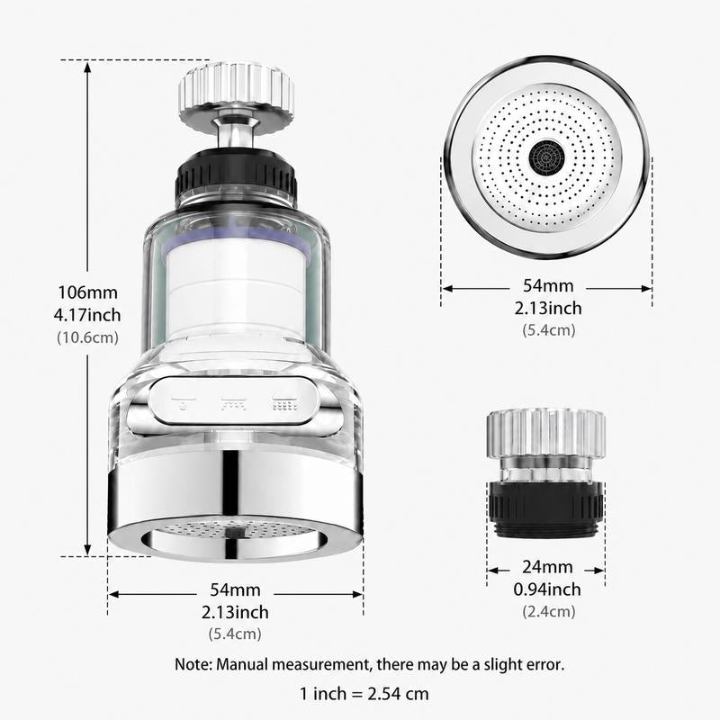 360° Rotating Filter Faucet – 3-Mode Splash-Free Sink Upgrade