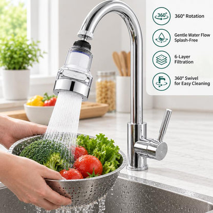360° Rotating Filter Faucet – 3-Mode Splash-Free Sink Upgrade