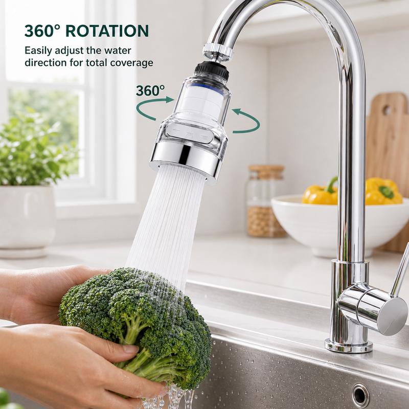 360° Rotating Filter Faucet – 3-Mode Splash-Free Sink Upgrade