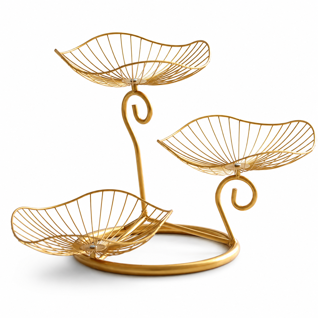 Minimalist 3-Tier Sculptural Lotus Leaf Display & Serving Stand