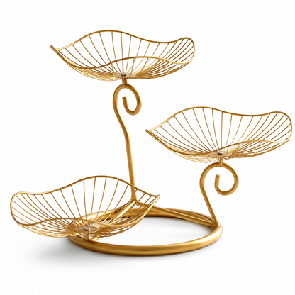 Minimalist 3-Tier Sculptural Lotus Leaf Display & Serving Stand