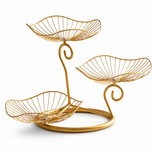 Minimalist 3-Tier Sculptural Lotus Leaf Display & Serving Stand
