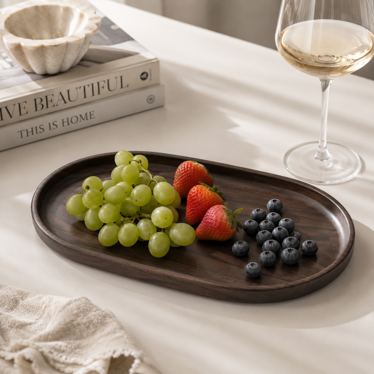 Minimalist Walnut Aesthetic Oval Serving Tray